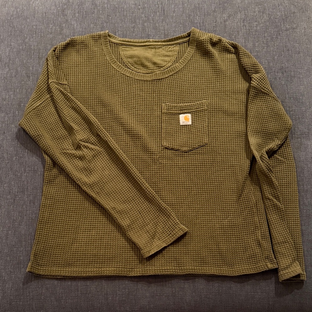 Carhartt Army Green Waffle Knit Sweater
